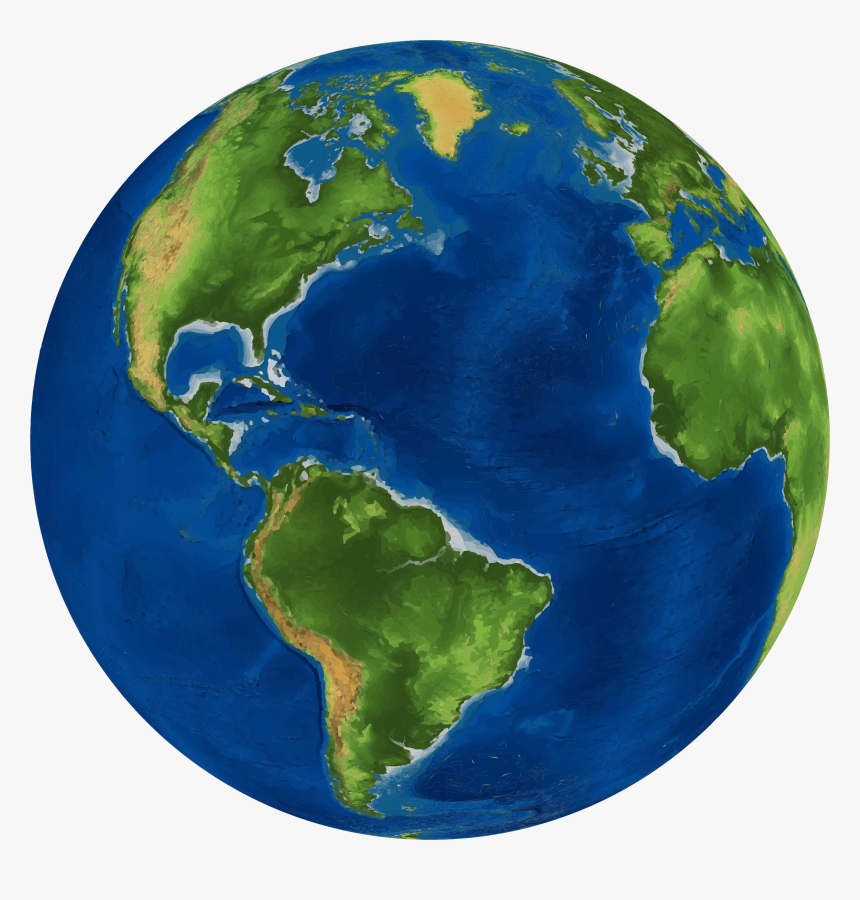 An image of a green and blue globe with the continents.